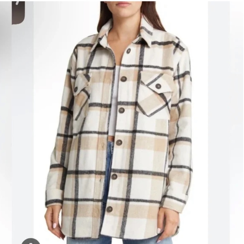 Thread & Supply Neutral Plaid Shacket 🖤
